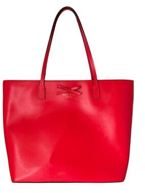kate spade Bright Red Leather Tote with Bow Accent